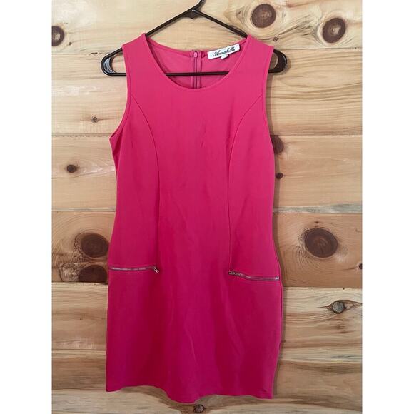 Annabella Women's PINK zip up dress. Zip Pockets. Size Large. Wedding office - Picture 1 of 7